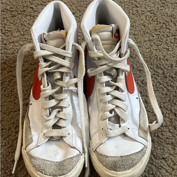 Nike Blazers- White and Red High-Top Sneakers - Picture 1 of 8